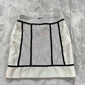 Ann Taylor Petite 6P Textured Blocked Mini Skirt Black White Business Casual